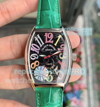 Swiss Replica Franck Muller Color Dreams Watch Black With Colorful Arabic Markers Dial